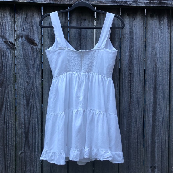 Lulus Good To Be Here Mini Dress Size S White Babydoll Cotton Linen Corset - Picture 12 of 16